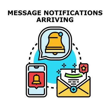 Receiving message notifications and digital alerts on smartphone Stock Illustration