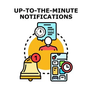 Receiving up to the minute digital notifications and timely alerts Stock Illustration