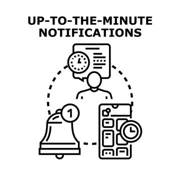 Receiving up to the minute digital notifications and timely alerts Stock Illustration