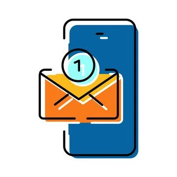 Receiving new digital message notification on mobile phone Stock Illustration