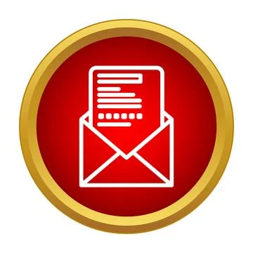 Receiving new email message communication red button icon Stock Illustration