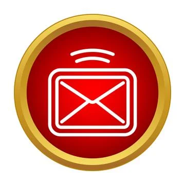 Receiving new email message notification on red icon Stock Illustration