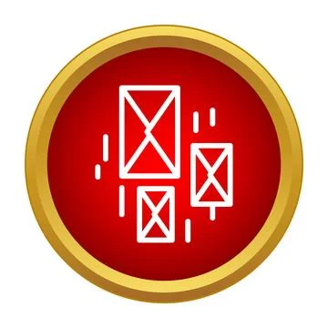 Receiving new email messages inside circular red button icon Stock Illustration