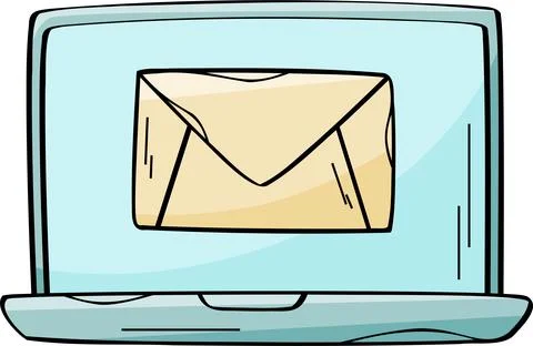 Receiving a New Message Notification on a Laptop Illustration Stock Illustration