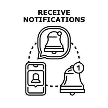 Receiving notifications concept on smartphone with bell alerts Stock Illustration