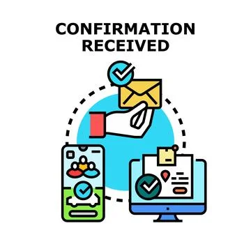 Receiving online confirmation for digital order completion Stock Illustration