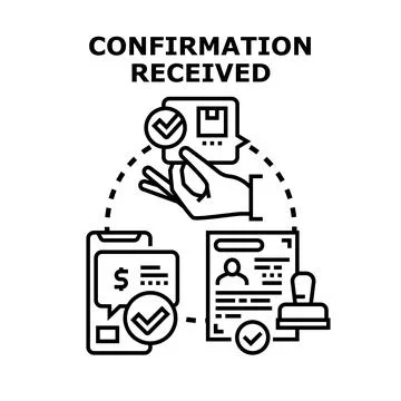 Receiving online payment and document confirmation concept Illustrazione stock