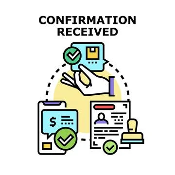 Receiving online payment and document confirmation concept Illustrazione stock