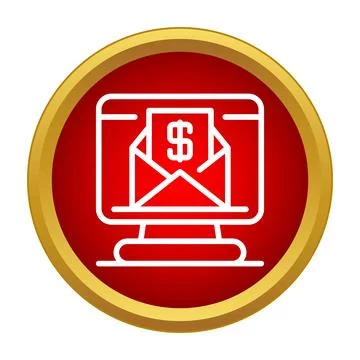 Receiving online payment via email on computer screen 库存插图