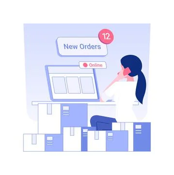 Receiving orders online isolated concept vector illustration. Stock Illustration