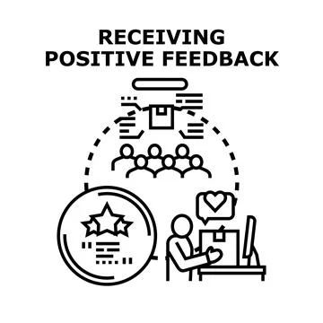 Receiving positive feedback and customer reviews concept Stock Illustration