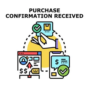 Receiving purchase confirmation via digital commerce platform Stock Illustration