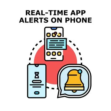 Receiving real time app alerts and notifications on phone Stock Illustration