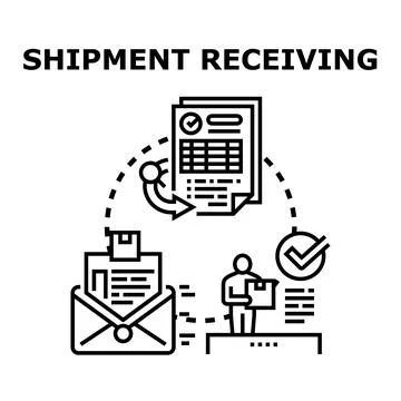 Receiving shipment package with delivery documentation process Stock Illustration