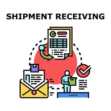 Receiving shipment package with delivery documentation process Stock Illustration