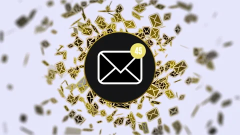 Receiving spam and other electronic mail. Envelope sign with counter of emails Stock Footage 247016813