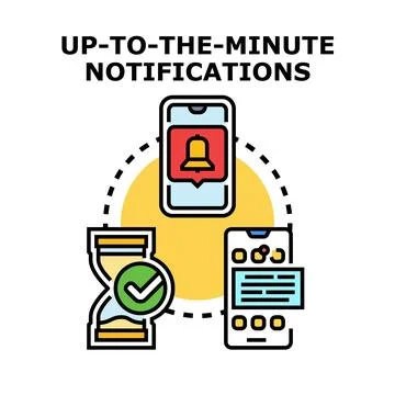 Receiving timely push notifications on mobile phone device Stock Illustration