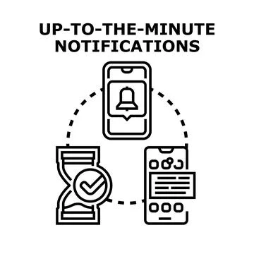 Receiving timely push notifications on mobile phone device Stock Illustration