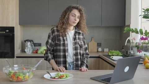 Receiving Unexpected News During Video Call In Bright Cozy Kitchen Setting Stock Footage 311269953
