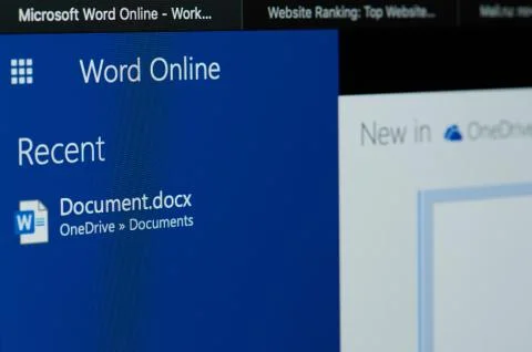 Recent documnt in Microsoft word online 库存照片
