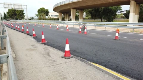 Recent Road Work in Europe Stock Footage 132623830
