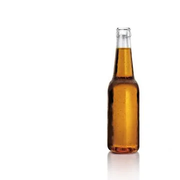Recently opened beer bottle on white background. 3d render Stock Illustration