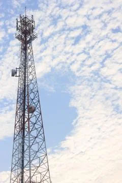 Reception antenna with sky Stock Photos