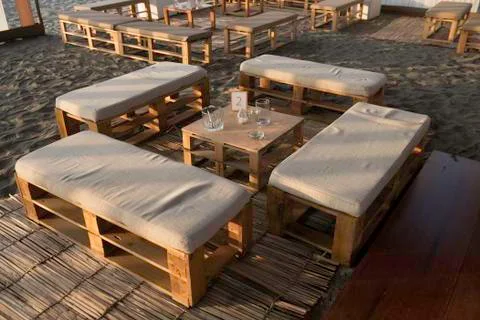 A reception atmosphere on a beach at sunset Stock Photos