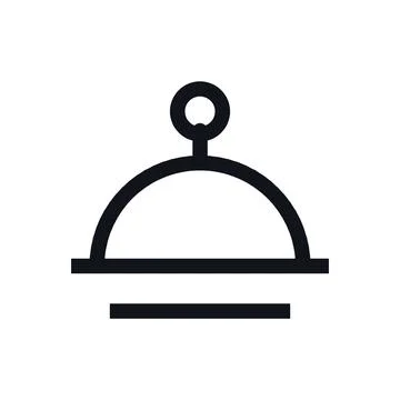 Reception Bell Black White Line Icon Editable Stroke Vector Symbol Stock Illustration