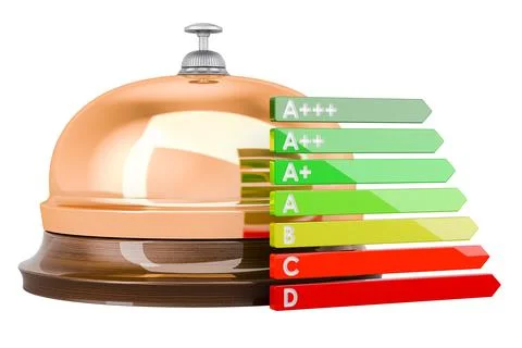 Reception bell with energy efficiency chart, 3D rendering イラスト素材