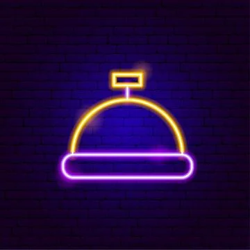 Reception Button Neon Sign Stock Illustration