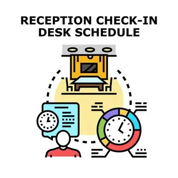 Reception desk check in scheduling concept Stock Illustration