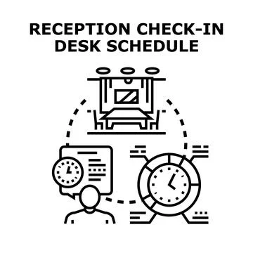 Reception desk check in scheduling concept Stock Illustration