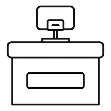 Reception desk counter with computer icon design Stock Illustration