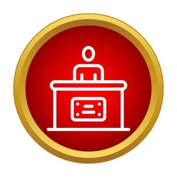 Reception desk icon representing guest service and information Stock Illustration