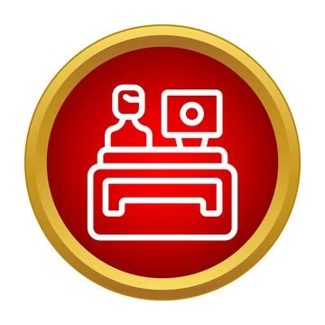 Reception desk office worker icon providing service Illustration
