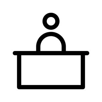 Reception desk outline icon. Vector graphics Stock Illustration