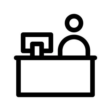 Reception desk outline icon. Vector graphics Stock Illustration