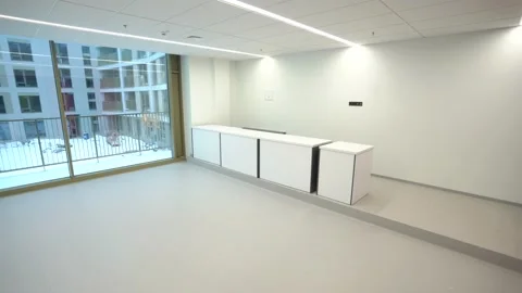 Reception desk in the white hall of the office Stock Footage 172096367