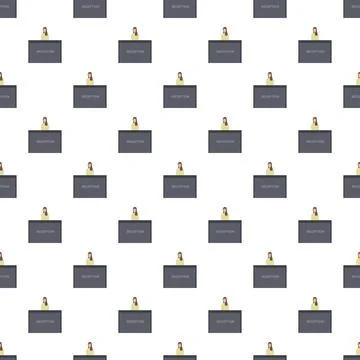 Reception desk woman pattern creating seamless hospitality service background Stock Illustration