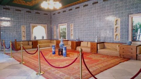 Reception hall inside accommodation building of Prince Mohamed Ali 库存照片