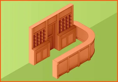 Reception hotel table flat isometric Reception hotel table flat isometric ... Stock Photos