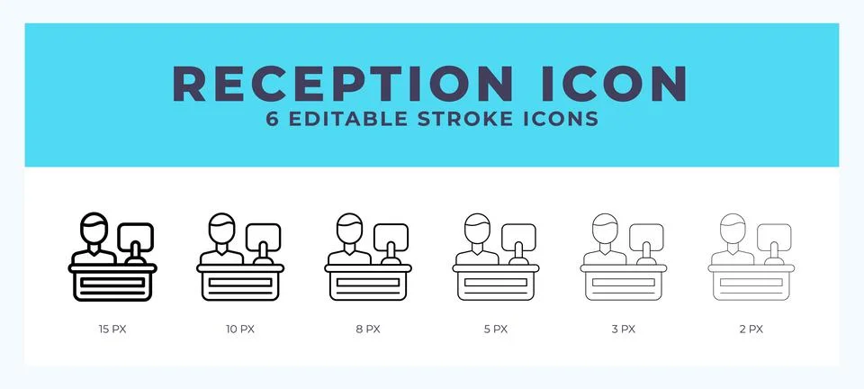 Reception icon set with different stroke. Design elements for logo. Vector .. Stock Illustration