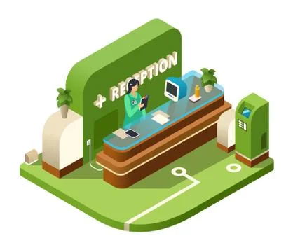 Reception isometric vector illustration cross-section イラスト素材