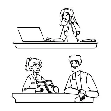Reception medical office receptionist vector Stock Illustration