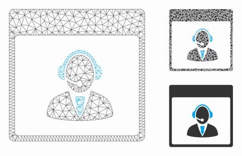 Reception Operator Calendar Page Vector Mesh 2D Model and Triangle Mosaic Icon Stock Illustration