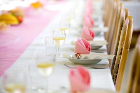 Reception or wedding table ready, horizontal Stock Photos
