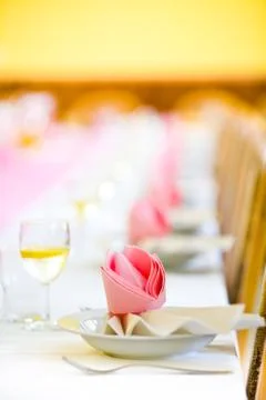 Reception or wedding table ready, close focus Stock Photos