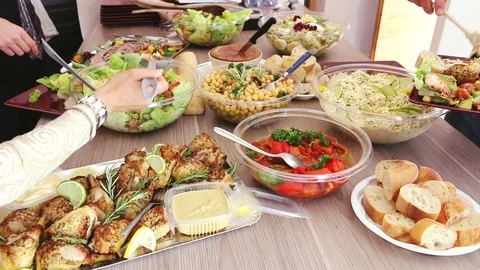 Reception table in cold buffet. Stock Footage 109547434