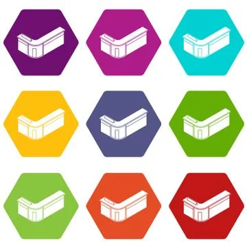 Reception table icons set 9 Stock Illustration